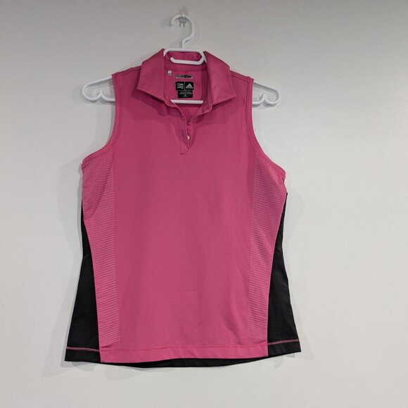 adidas Climacool Sleeveless Polo Pink Black Size Small - Picture 1 of 5